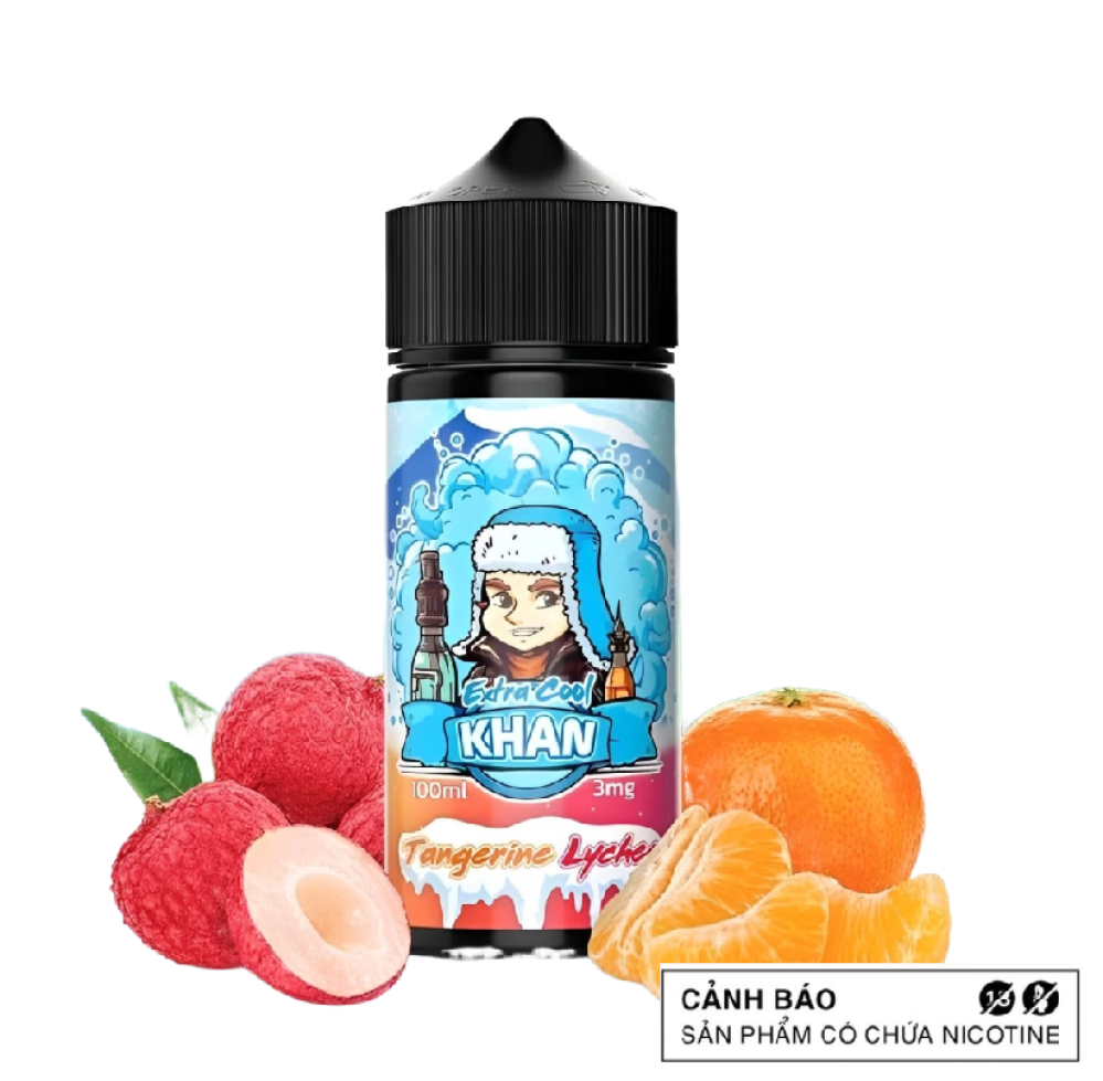 KHAN Extra Cool 100ML - Tangerin Lychee - Vải Quýt Lạnh - 3MG